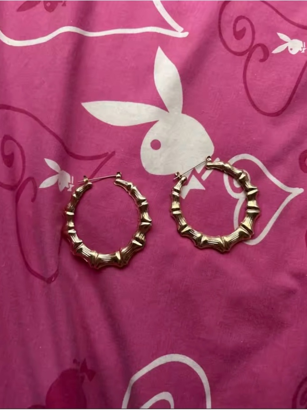 Bought in 2023 Source Unknown Gold Bamboo-Style Hoop Earrings